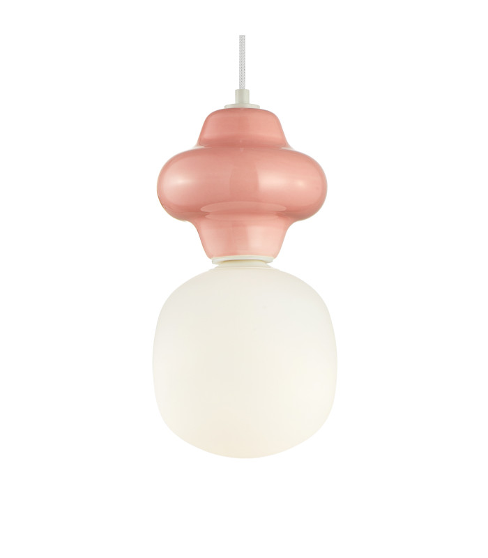 Latera Slim Pendant Ceiling Light Pink White Matt-2