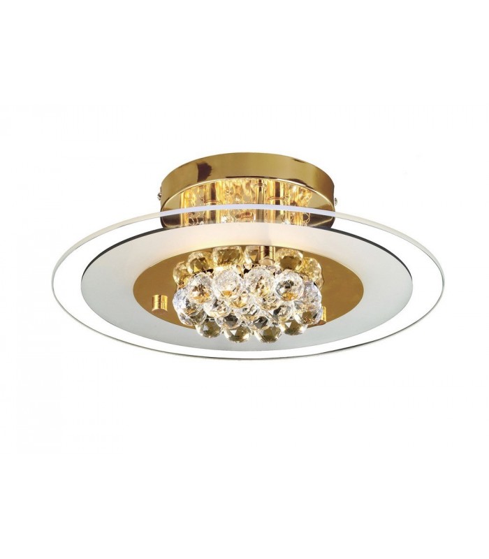 Flush Round 4 Light French Gold, Glass, Crystal - 1