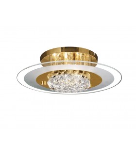 Flush Round 6 Light French Gold, Glass, Crystal - 1