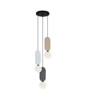 Lorenzo Cluster Pendant Ceiling Light Beige Grey 3xG9-1