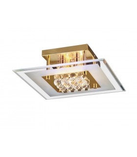 Flush Square 4 Light French Gold, Glass, Crystal - 1