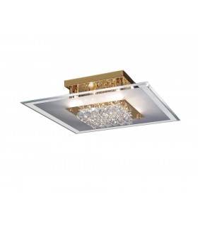 Flush Square 6 Light French Gold, Glass, Crystal - 1