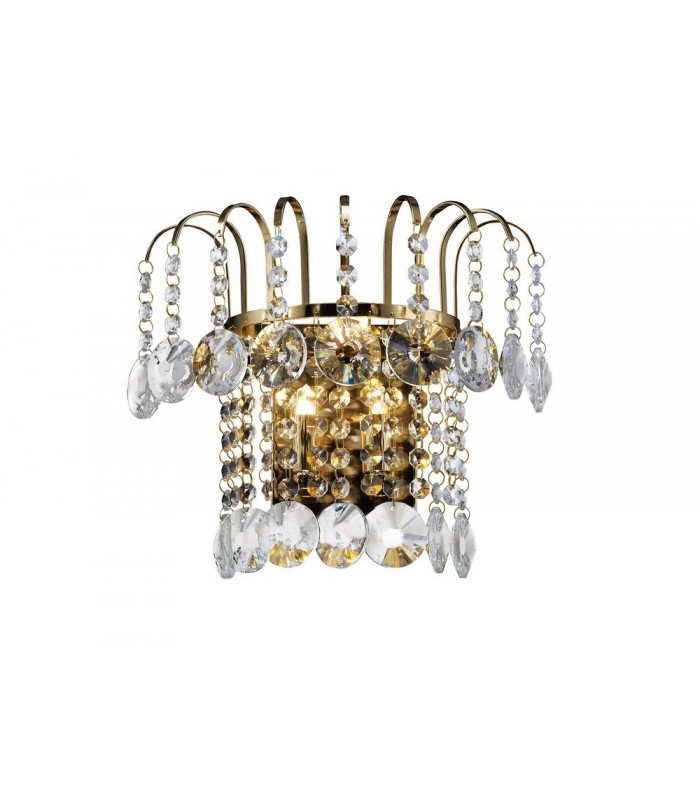 Wall Lamp Switched 2 Light French Gold, Crystal - 1