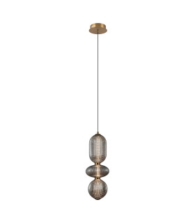 Nico Slim Pendant Ceiling Light Black Antique Brass Gold 3000K Warm White 3xLED-1