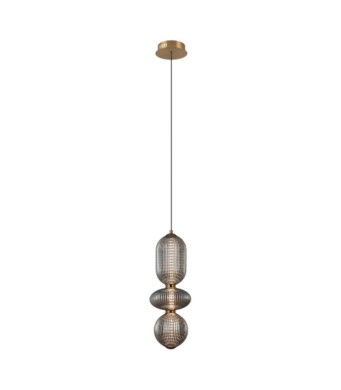 Nico Slim Pendant Ceiling Light Black Antique Brass Gold 3000K Warm White 3xLED-1