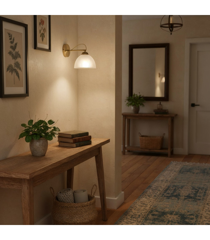 Moreti Wall Lamp Antique Brass with White Glass Shade-5