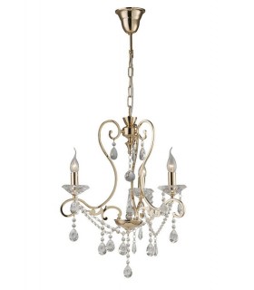 Ceiling Pendant Chandelier 3 Light French Gold, Crystal - 1