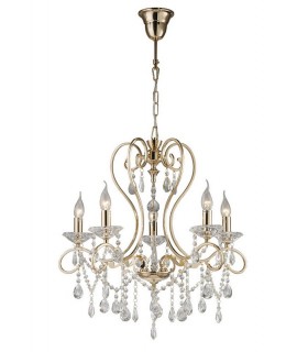 Ceiling Pendant Chandelier 5 Light French Gold, Crystal - 1