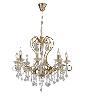 Ceiling Pendant Chandelier 8 Light French Gold, Crystal - 1