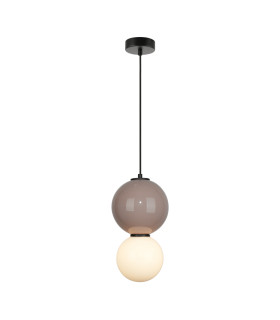 Pieve Globe Pendant Ceiling Light Brown Beige Matt White 3000K-1