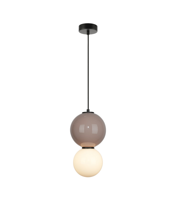 Pieve Globe Pendant Ceiling Light Brown Beige Matt White 3000K-1