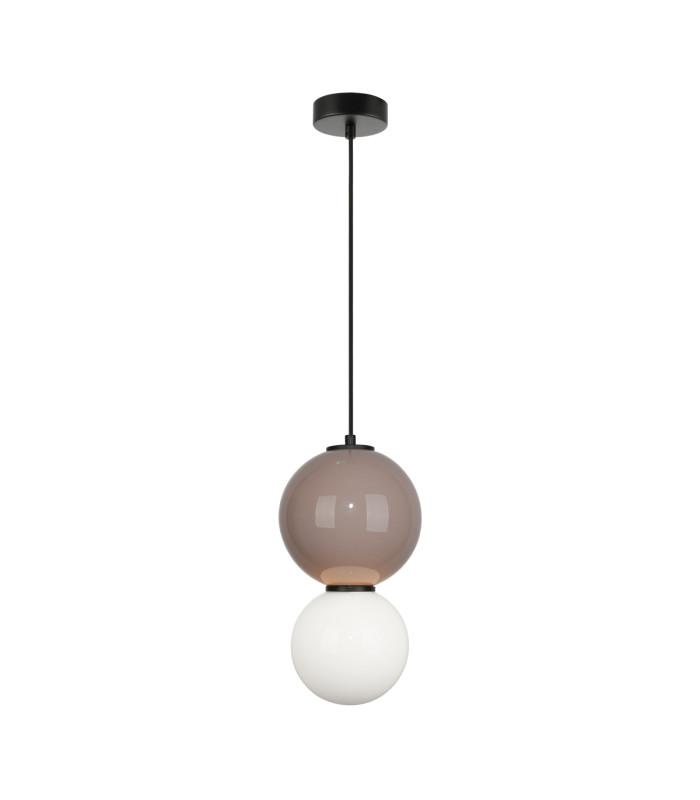 Pieve Globe Pendant Ceiling Light Brown Beige Matt White 3000K-2