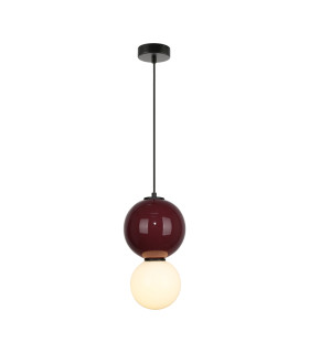 Pieve Globe Pendant Ceiling Light Burgundy Red Purple Matt White 3000K-1