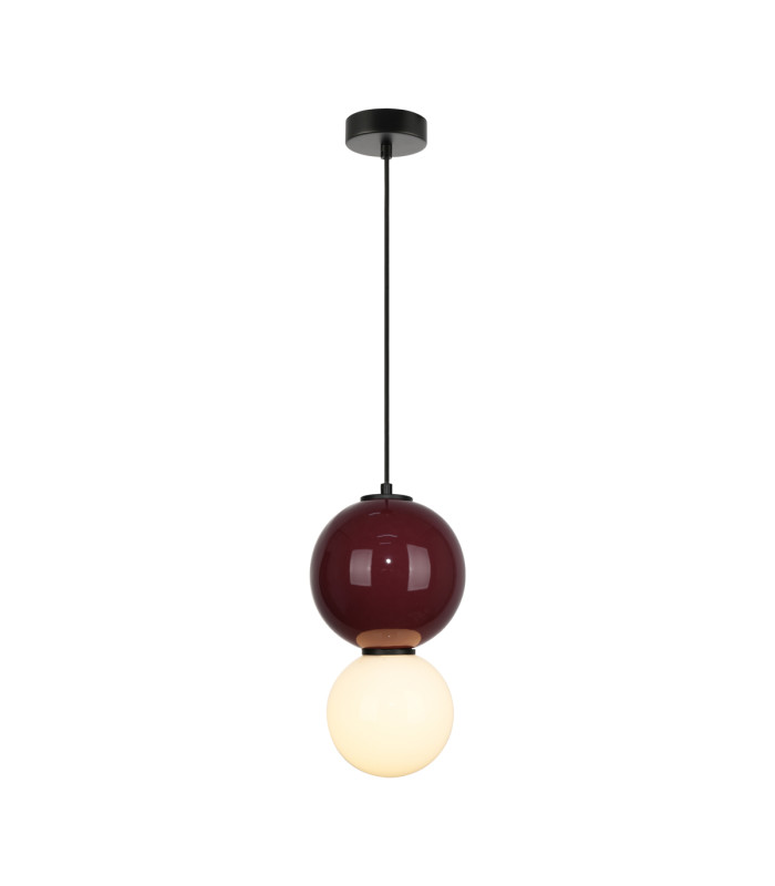 Pieve Globe Pendant Ceiling Light Burgundy Red Purple Matt White 3000K-1