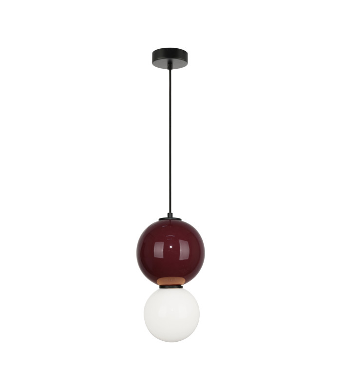 Pieve Globe Pendant Ceiling Light Burgundy Red Purple Matt White 3000K-2