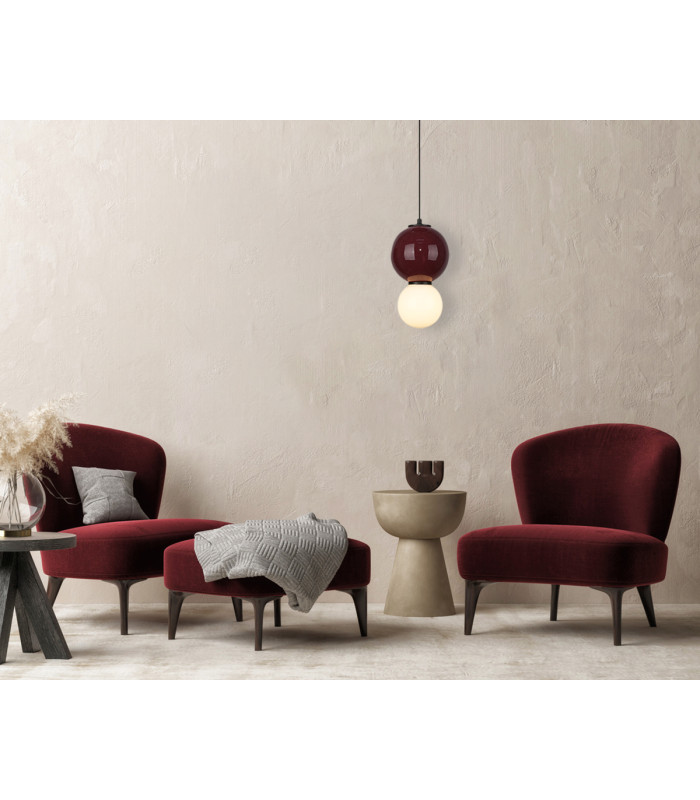 Pieve Globe Pendant Ceiling Light Burgundy Red Purple Matt White 3000K-5