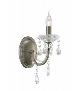 Wall Lamp Switched 1 Candle Light Satin Nickel, Crystal - 1