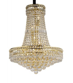 Ceiling Pendant Chandelier 14 Light French Gold, Crystal - 1