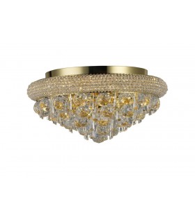 Flush Ceiling 6 Light French Gold, Crystal - 1