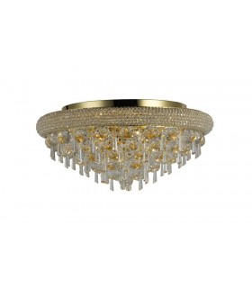 Flush Ceiling 7 Light French Gold, Crystal - 1