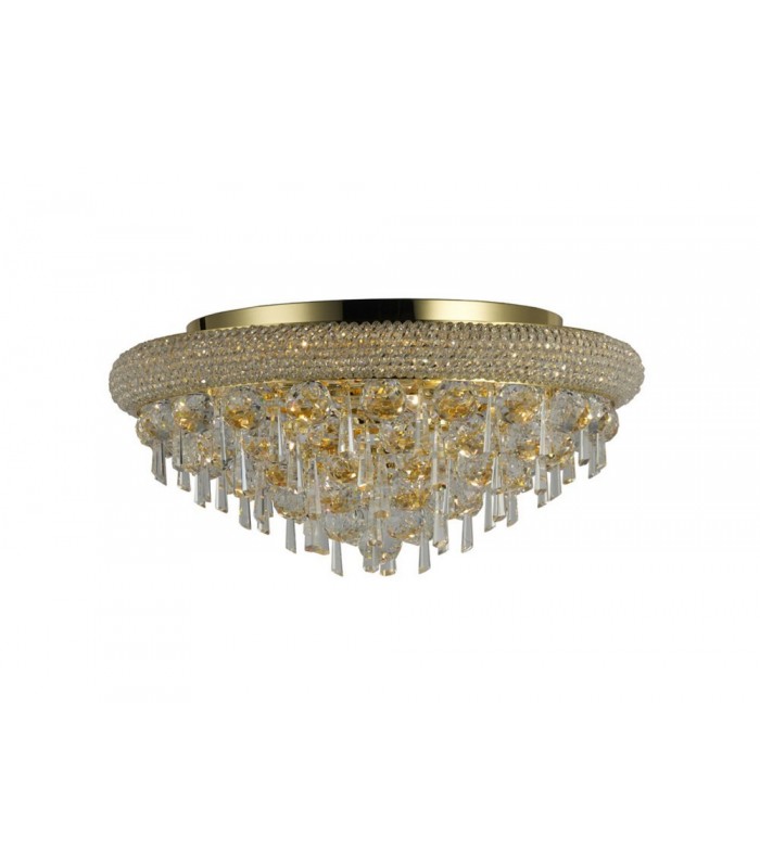 Flush Ceiling 7 Light French Gold, Crystal - 1