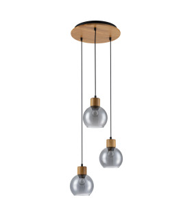 Velma Cluster Pendant Ceiling Light Wood 3xE27-1