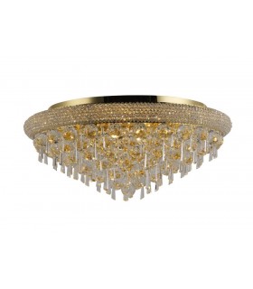 Flush Ceiling 9 Light French Gold, Crystal - 1