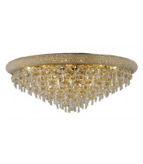 Flush Ceiling 16 Light French Gold, Crystal - 1