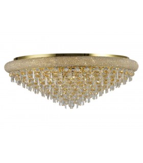 Flush Ceiling 18 Light French Gold, Crystal - 1