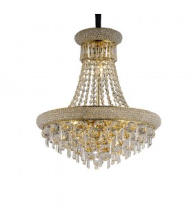 Ceiling Pendant Chandelier 9 Light French Gold, Crystal - 1