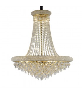 Ceiling Pendant Chandelier 18 Light French Gold, Crystal - 1