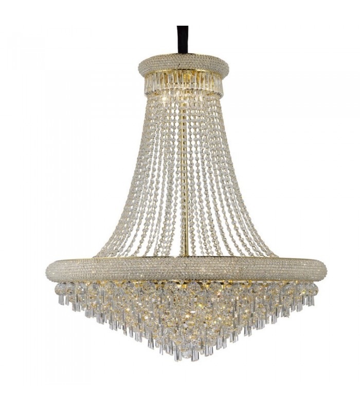 Ceiling Pendant Chandelier 20 Light French Gold, Crystal - 1