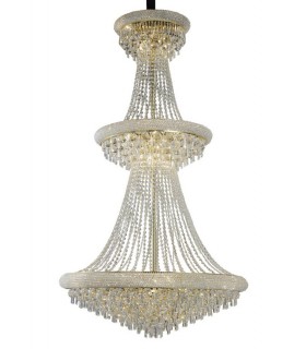 Ceiling Pendant Chandelier 3 Tier 29 Light French Gold, Crystal - 1