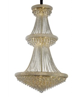 Ceiling Pendant Chandelier 3 Tier 37 Light French Gold, Crystal - 1