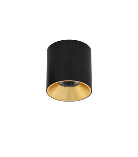 Altisma 9.5cm Surface Mounted Downlight Matt Black Gold Inside 3000K Warm White-1