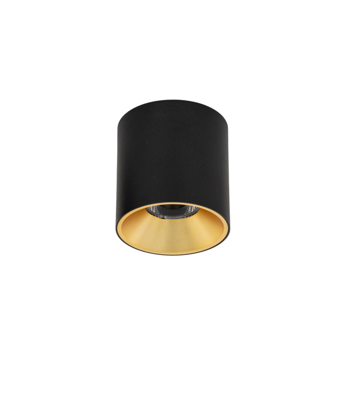 Altisma 9.5cm Surface Mounted Downlight Matt Black Gold Inside 3000K Warm White-1