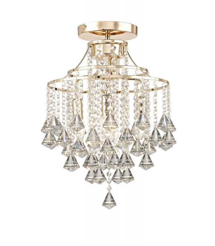 Semi Flush Ceiling 4 Light E14 French Gold, Crystal - 1