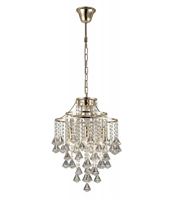 Ceiling Pendant 4 Light E14 French Gold, Crystal - 1