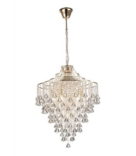 Ceiling Pendant 7 Light E14 French Gold, Crystal - 1