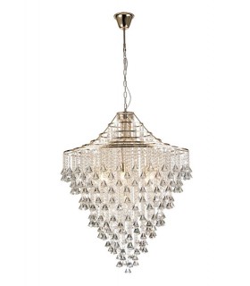 Ceiling Pendant 9 Light E14 French Gold, Crystal - 1