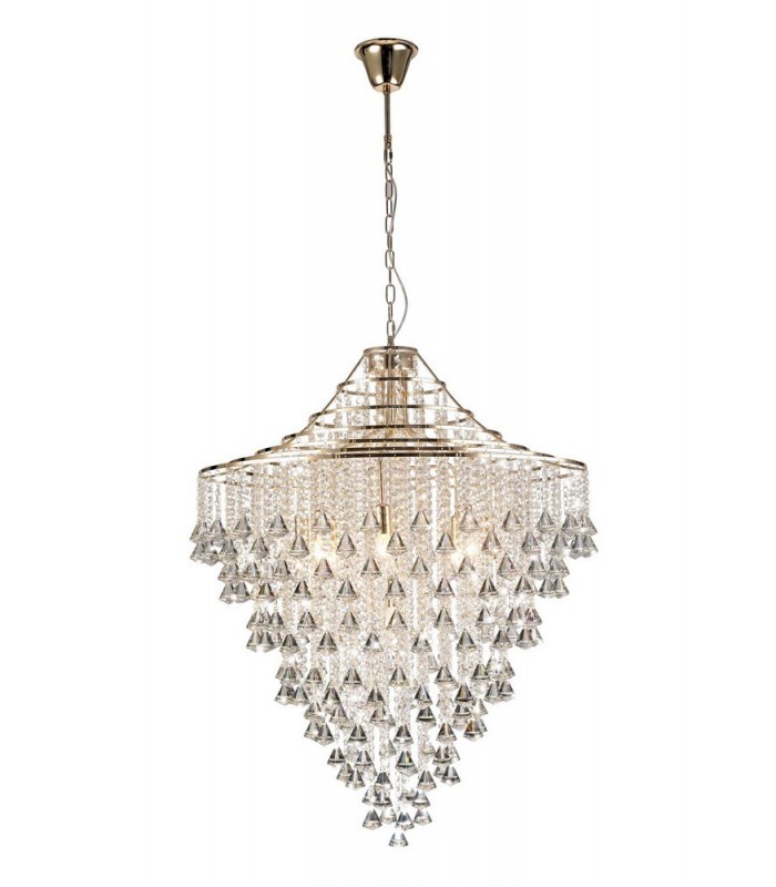 Ceiling Pendant 9 Light E14 French Gold, Crystal - 1