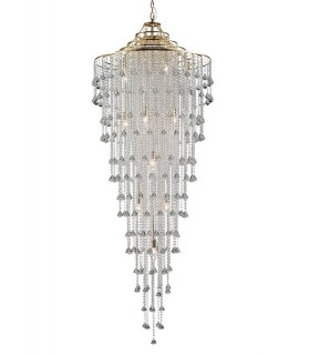 Tall Ceiling Pendant 15 Light E14 French Gold, Crystal - 1