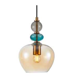 Busco Dome Pendant Ceiling Light Gold Amber-2