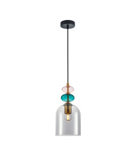 Busco 15cm Dome Pendant Ceiling Light Gold Black with Smoked Shade-1