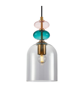 Busco 15cm Dome Pendant Ceiling Light Gold Black with Smoked Shade-2
