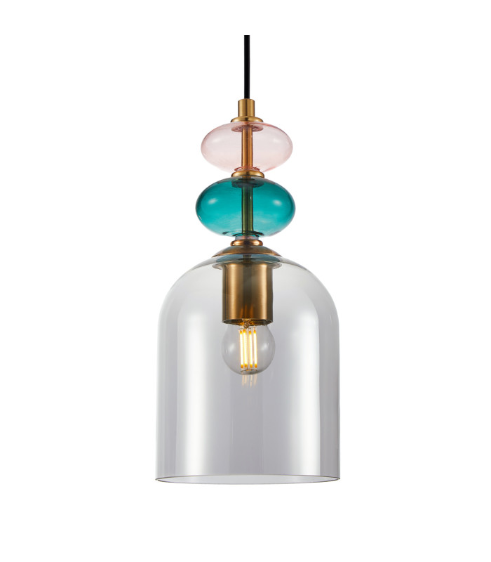 Busco 15cm Dome Pendant Ceiling Light Gold Black with Smoked Shade-2