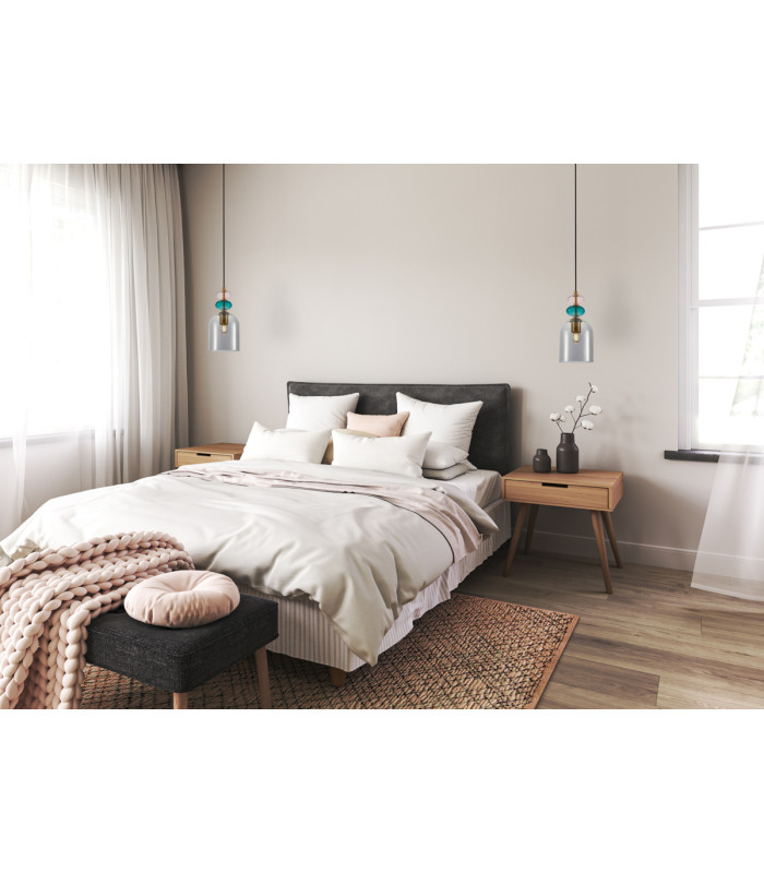 Busco 15cm Dome Pendant Ceiling Light Gold Black with Smoked Shade-5