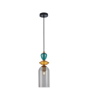 Busco 12cm Slim Pendant Ceiling Light Gold Black with Smoked Shade-1