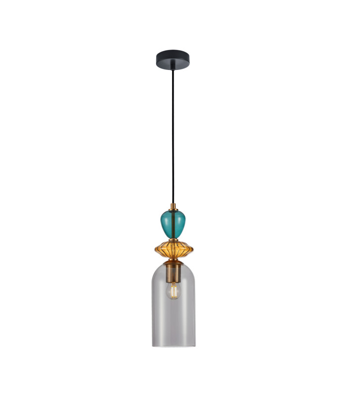 Busco 12cm Slim Pendant Ceiling Light Gold Black with Smoked Shade-1