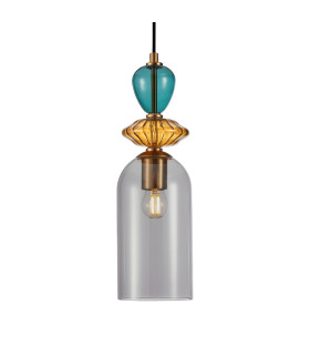Busco 12cm Slim Pendant Ceiling Light Gold Black with Smoked Shade-2